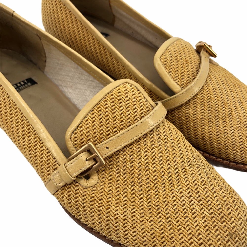 Vintage Stuart Weitzman Golden Straw Loafers 8AA - Picture 5 of 14